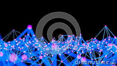 Digital blue background with dots and lines. Big data visualization. Abstract digital connection moving dots and lines Stock Photo