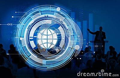 Digital Blue Hud Interface Global Concept Stock Photo