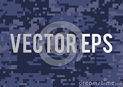 Digital blue military camouflage textured background Vector Illustration