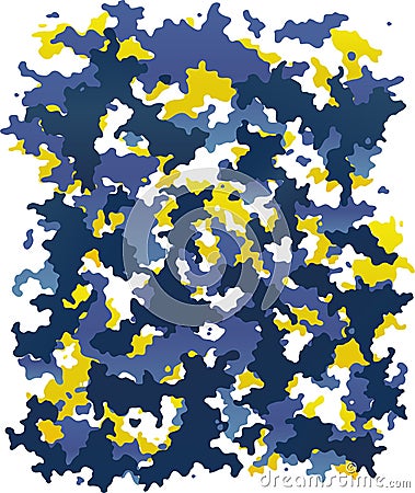 Digital blue and yellow camouflage. Vector Illustration