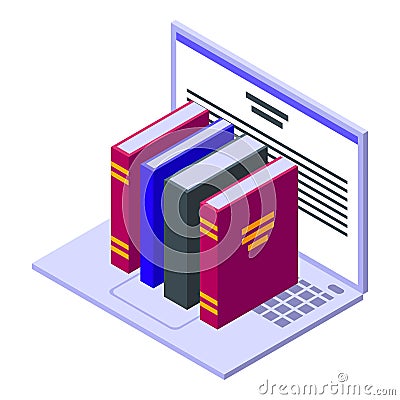 Digital bookstore icon, isometric style Vector Illustration