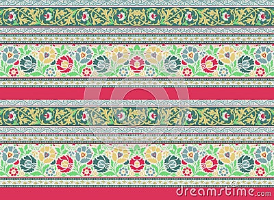 Digital flowers repeat multicolored Baroque ornamental Stock Photo