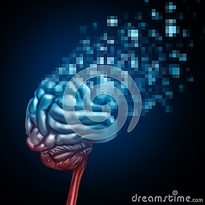 Digital Brain Cartoon Illustration