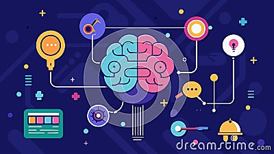 The digital brains algorithms were tirelessly working to unlock hidden insights from the massive data sets it was tasked Vector Illustration