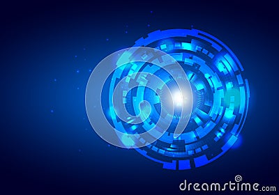Digital business , vector tech circle and technology background Cartoon Illustration