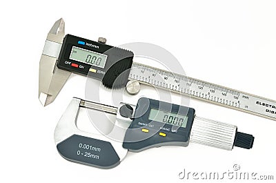 Digital caliper and micrometer Stock Photo