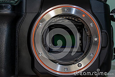 Digital Camera APS-C Sensor and lens mount Stock Photo