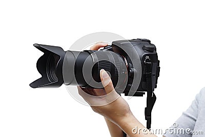 Digital camera with zoom lens Stock Photo