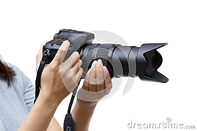 Digital camera with zoom lens Stock Photo