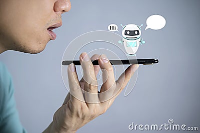 Digital chatbot, robot application, conversation assistant, AI Artificial Intelligence concept Stock Photo