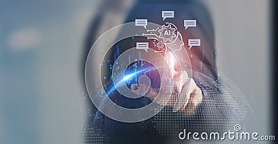 Digital chatting artificial intelligence chatbot. Chatbot, chatGPT, robot application, conversation assistant concep Stock Photo