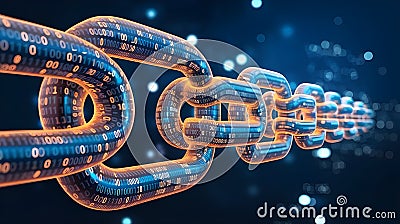 Digital Chn Link with Binary Code Stock Photo