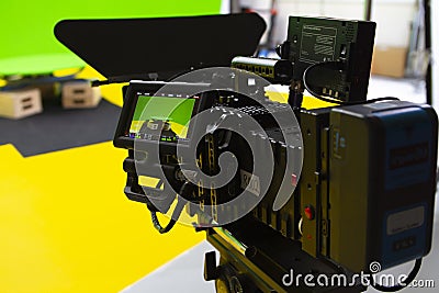 Digital cinema camera in a green screen studio Stock Photo