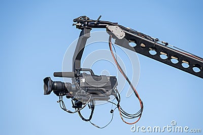 Digital Cinema Camera Loaded On A Crane Stock Photo