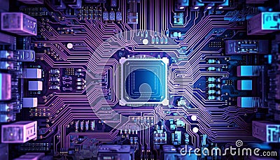 Digital circuit board complexity inside modern computer equipment generates progress generated by AI Stock Photo
