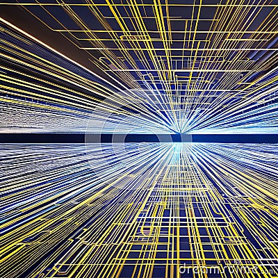 251 Digital Circuit: A futuristic and high-tech background featuring a digital circuit pattern in bright and metallic colors tha Stock Photo