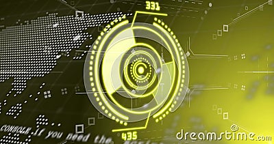 Digital circular interface with data points and numbers, futuristic technology image Stock Photo