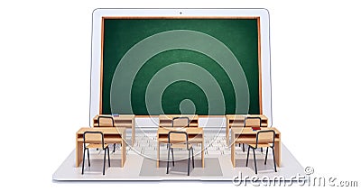 Digital classroom isolated on white Stock Photo