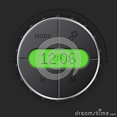 Digital clock with green lcd Vector Illustration