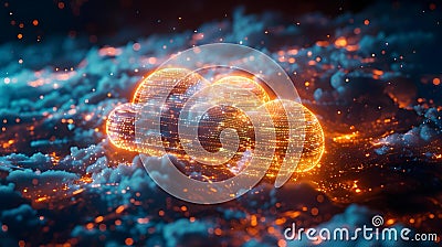 Digital Cloud Harmony: Data Sync in a Minimalist Symphony. Concept Data Sync, Cloud Computing, Stock Photo