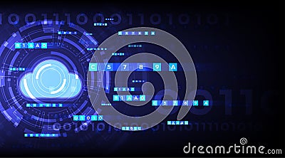 Digital cloud networking and password code Vector Illustration