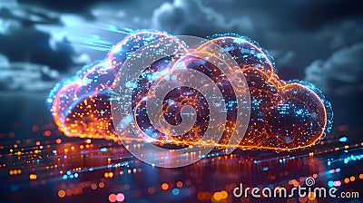 Digital Cloudscape: Data Harmony in Cyberspace. Concept Cloud Computing, Data Management, Network Stock Photo