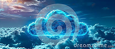 Digital Cloudscape: The Essence of Modern Data Storage. Concept Cloud Computing, Data Security, Stock Photo