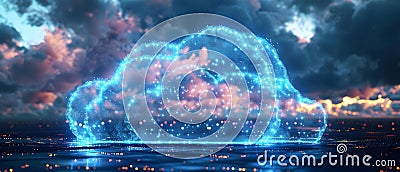 Digital Cloudscape: Global Data Sync in a Virtual World. Concept Technology, Data Sync, Cloud Stock Photo