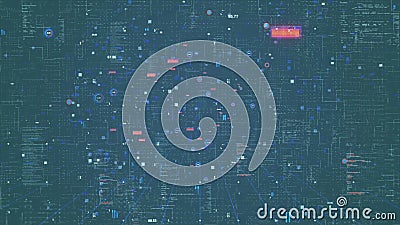 Digital code background loop - Fly through abstract 3D rendering of a scientific technology data binary code network Stock Photo