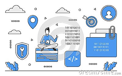 Digital code development process Cartoon Illustration