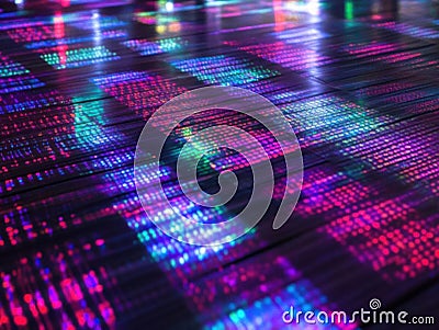 Digital Code Streams Flow Dynamically, Illuminating Cybernetic Visions Stock Photo