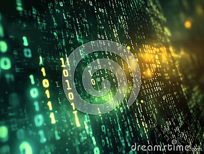 Digital Code Streams Flowing Visually, Abstract Technology Concept Stock Photo