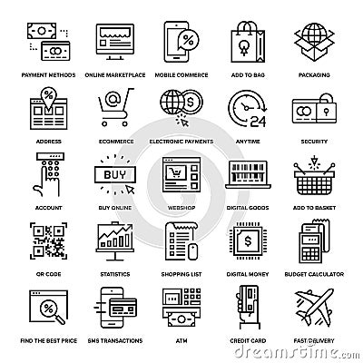 Digital Commerce Icons Vector Illustration