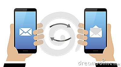 Digital communication via smartphone mails Vector Illustration