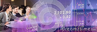 Business meeting with purple finance graph transition Stock Photo