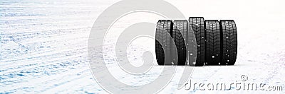 Composite image of wheels in snow Stock Photo