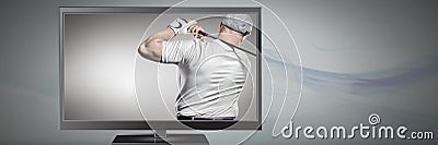 golf player on television Stock Photo