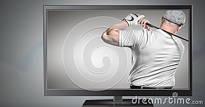 golf player on television Stock Photo