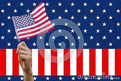 Digital composite of hand holding flag Stock Photo