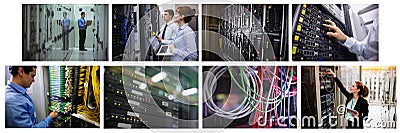 hardware server room collage Stock Photo