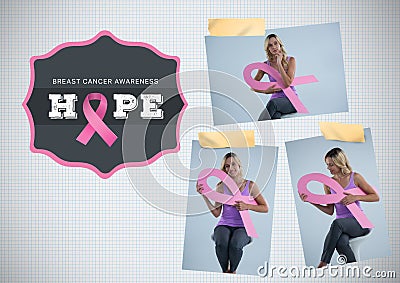 Hope text and Breast Cancer Awareness Photo Collage Stock Photo