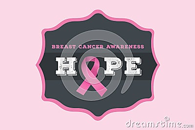 Hope text with pink ribbon and breast cancer awareness concept Stock Photo