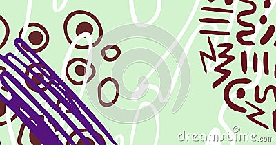 Digital composite image of abstract scribbled design patterns on blue background Cartoon Illustration