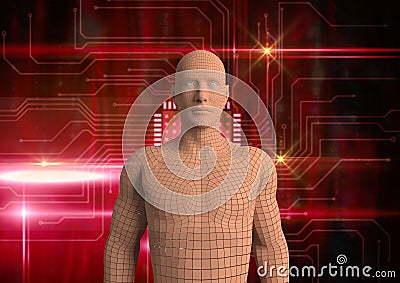 Digital composite image of 3d human over abstract background Stock Photo
