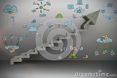 Digital composite image of gray steps moving up Stock Photo