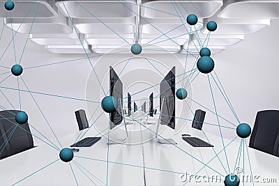 Digital composite image of tech graphic in office Stock Photo