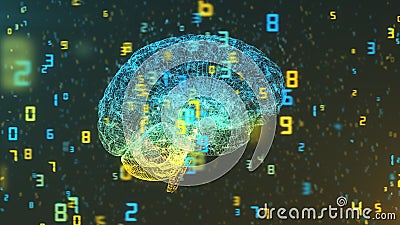 Brain and numbers - Big Data and statistics - right view Stock Photo