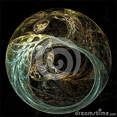 Digital computer fractal art abstract fractals bright hollow sphere Stock Photo