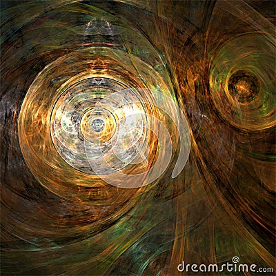Digital computer fractal art abstract fractals metalic round shapes technic Stock Photo