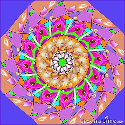 Abstract decorative mandala with illusion rotation Stock Photo